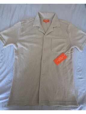 Negative Space Men's Light Beige Short Sleeve Button-Up Shirt Size S